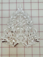 Applique - Sequined Corded Lace White